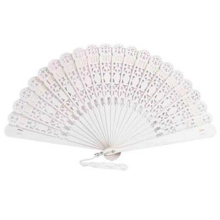 Elegante abanico blanco de madera