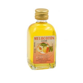 Botellita de Licor de Melocot&oacute;n, 50 ml, modelo Frasca en cristal