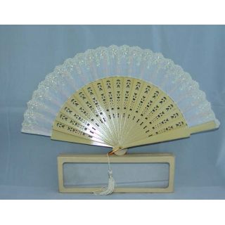 ABANICOS MADERA ENCAJE + caja (precio unidad)