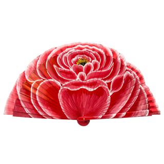 ABANICO PINTADO FLOR ROSA