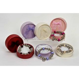 Pulseras con piedras de colores y caja a juego con lazo