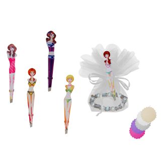 PINZA DE DEPILAR CHICAS + PULSERA PERLAS DE COLOR (8108) + BOLSA TULL (8940)