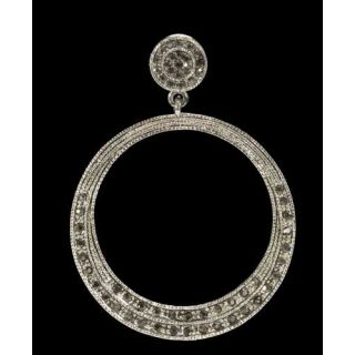 PENDIENTES PLATA ENVEJECIDA DE ARO ZIRCONITAS NEGRAS, 7,5 cm.
