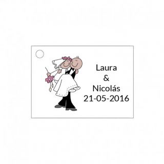 Tarjetita de boda novia en brazos