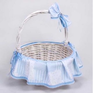 CESTA PEQ. TELA LUNARES Y RAYAS AZUL