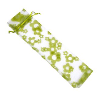 BOLSA ORGANZA CON FLORES 7*28 VERDE 