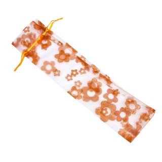 BOLSA ORGANZA CON FLORES 7*28 NARANJA 