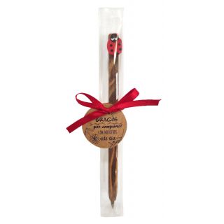 Boli con mariquita en caja de acetato con kraft 