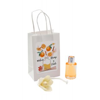 Mikado naranja-canela 10ml con flor en bolsa 