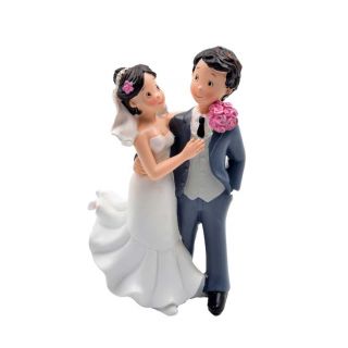 Figura de novios de 16 cm para la tarta, con novios mir&aacute;ndose