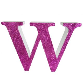 Letra "w" de porexpan 20 cm en color rosa, para decorar bodas