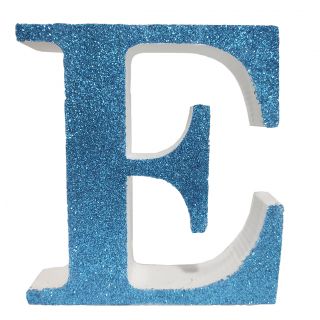 Letra "e" de porexpan 20 cm en color azul, para decorar bodas