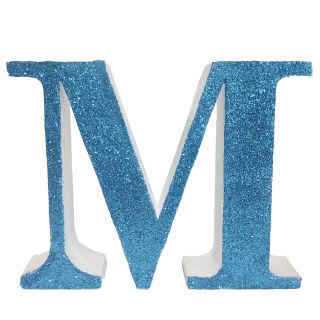 Letra "m" de porexpan 20 cm en color azul, para decorar bodas