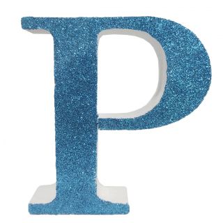 Letra "p" de porexpan 20 cm en color azul, para decorar bodas