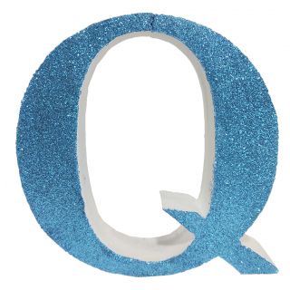 Letra "q" de porexpan 20 cm en color azul, para decorar bodas