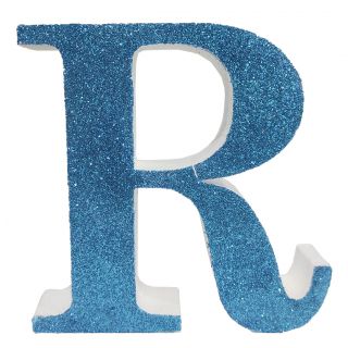 Letra "r" de porexpan 20 cm en color azul, para decorar bodas