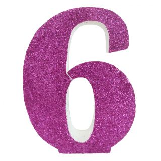 Numero "6" en corcho rosa, para decorar espacios en tu boda