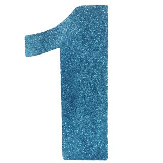 Numero "1" en corcho azul, para decorar espacios en tu boda