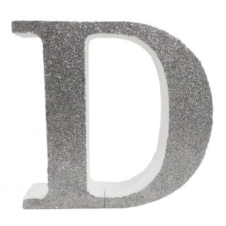 Letra "d" de porexpan 20 cm en color plata, para decorar bodas