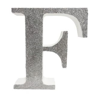 Letra "f" de porexpan 20 cm en color plata, para decorar bodas