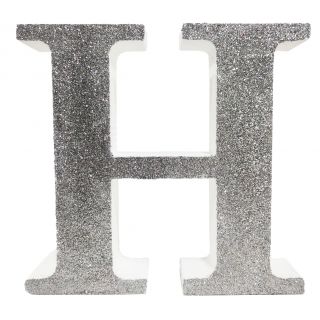 Letra "h" de porexpan 20 cm en color plata, para decorar bodas