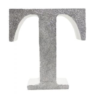 Letra "t" de porexpan 20 cm en color plata, para decorar bodas