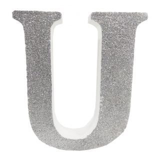 Letra "u" de porexpan 20 cm en color plata, para decorar bodas