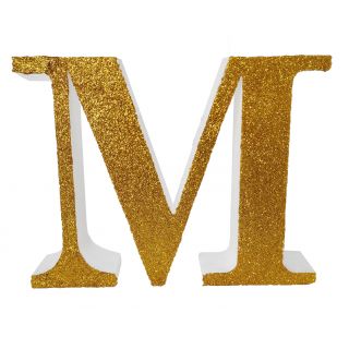 Letra "m" de porexpan 20 cm en color oro, para decorar bodas