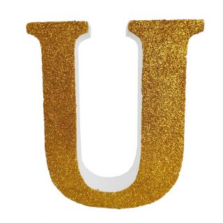 Letra "u" de porexpan 20 cm en color oro, para decorar bodas