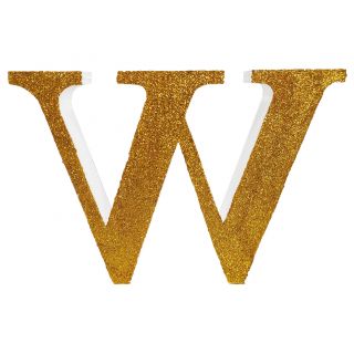 Letra "w" de porexpan 20 cm en color oro, para decorar bodas