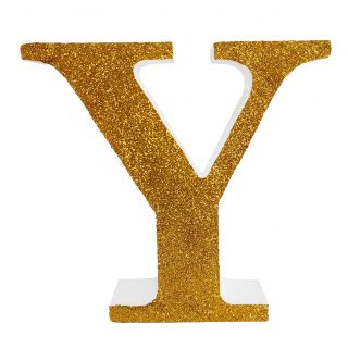 Letra "y" de porexpan 20 cm en color oro, para decorar bodas