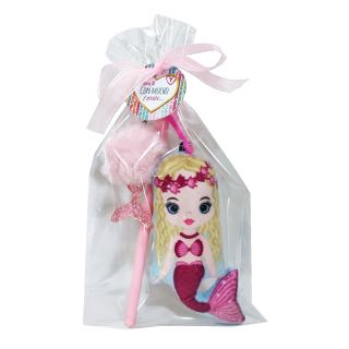 PACK: Peluche de sirena, boli con pomp&oacute;n sirena rosa, en bolsa y tarjeta