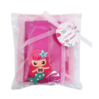 PACK: Pulsera y libreta con boli en bolsa y tarjeta con lazo