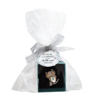 PACK: Broche de b&uacute;ho en caja, con bolsa, tarjeta y lazo