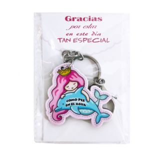 Llavero de sirena en bolsa y tarjeta