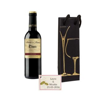 Vino boda en caja con tarjeta personalizada 375ml