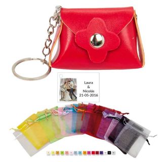 Pack llavero bolso en bolsa de organza con tarjeta