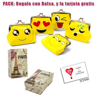 Divertido monedero de emoticono amarillo con hebilla