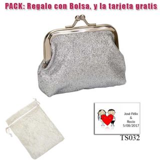 Monedero color plata brillante con hebilla, ideal para tus invitadas de boda