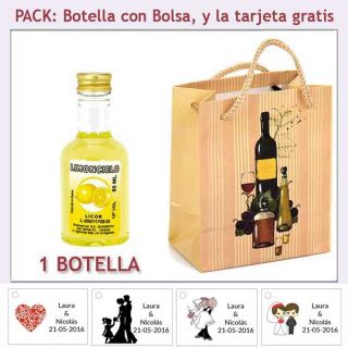 Botellita de Licor Limoncielo con bolsa y tarjeta