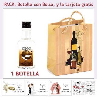 Botellita de Licor de Coco con bolsa y tarjeta