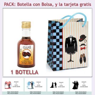 Botellita de Licor de Caf&eacute; con bolsa y tarjeta