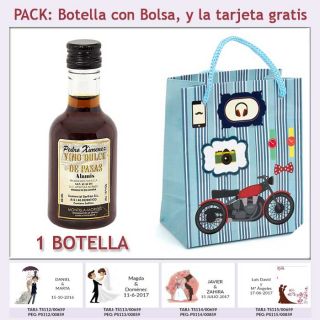 Botellita de Vino Dulce &ldquo;Pedro Xim&eacute;nez&rdquo; con bolsa y tarjeta
