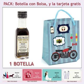 Botellita de Vino Dulce &ldquo;Pedro Xim&eacute;nez&rdquo; con bolsa y tarjeta