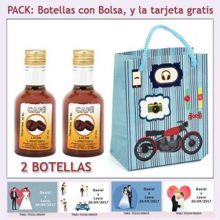 2 Botellitas de Licor de Caf&eacute; con bolsa y tarjeta