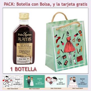 Botellita de Vino Dulce &ldquo;Pedro Xim&eacute;nez&rdquo; con bolsa y tarjeta