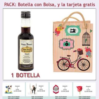 Botellita de Vino Dulce &ldquo;Pedro Xim&eacute;nez&rdquo; con bolsa y tarjeta