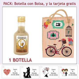 Botellita de Licor de Crema con bolsa y tarjeta