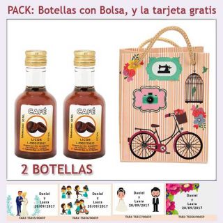 2 Botellitas de Licor de Caf&eacute; con bolsa y tarjeta