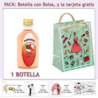 Botellita de Pachar&aacute;n con bolsa &ldquo;fashion con mujer&rdquo; y tarjeta